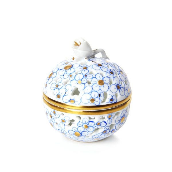 ヘレンド ヘレンドファンタジー CORB 透かしボンボン入れ ツボミ ブルー 06219-0-12