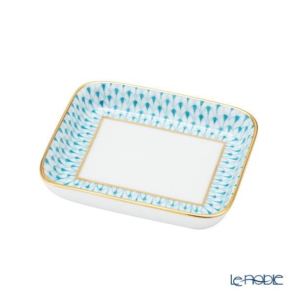 ヘレンド (HEREND) エカイユ ターコイズ VHTQ オブロングトレイ 8.5×7cm 小皿／豆皿 07733-0-00