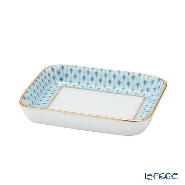 ヘレンド (HEREND) エカイユ ターコイズ VHTQ オブロングトレイ 8.5×7cm 小皿／豆皿 07733-0-00