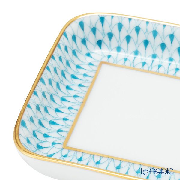ヘレンド (HEREND) エカイユ ターコイズ VHTQ オブロングトレイ 8.5×7cm 小皿／豆皿 07733-0-00