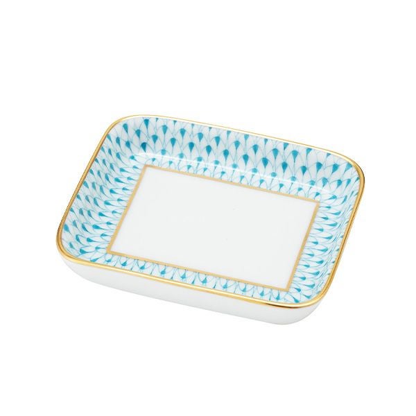 ヘレンド (HEREND) エカイユ ターコイズ VHTQ オブロングトレイ 8.5×7cm 小皿／豆皿 07733-0-00