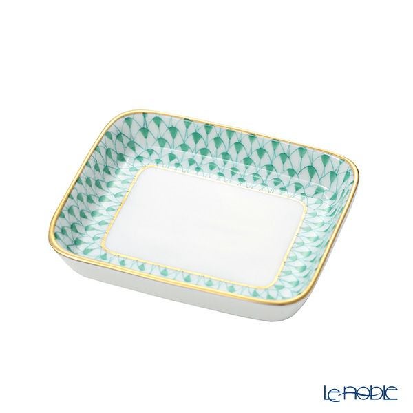 ヘレンド エカイユグリーン VHV オブロングトレイ 8.5×7cm 小皿／豆皿 07733-0-00