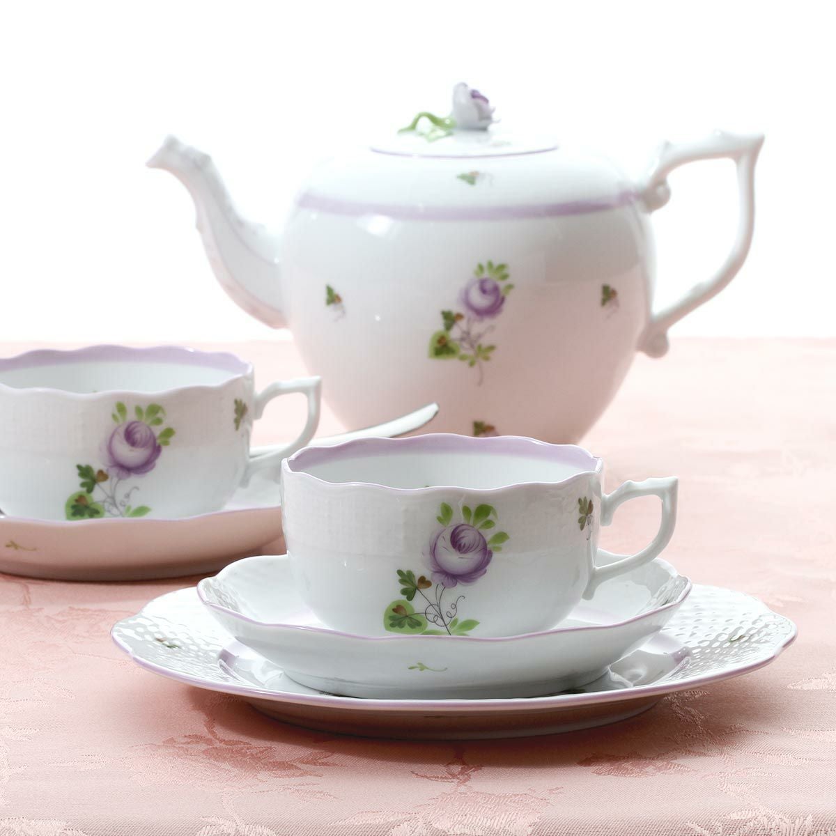 ヘレンド (HEREND) ウィーンのバラ ライラック 00724-0-00 ティーカップ＆ソーサー 200ml