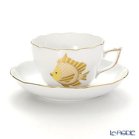 ヘレンド マリンライフ MEVHS6 20730-0-00 ティーカップ＆ソーサー（兼用） 200ml フィッシュ／イエロー