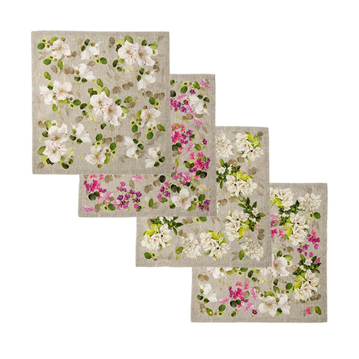 テシトゥーラ トスカーナ テレリーエ ナプキン 46×46cm 4枚セット ブロッサム 100%コットン ポーチ付