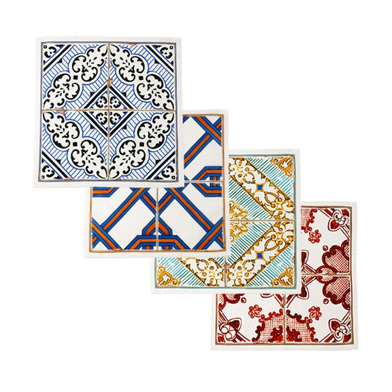 テシトゥーラ トスカーナ テレリーエ ナプキン 46×46cm 4枚セット エオリア 100%コットン ポーチ付