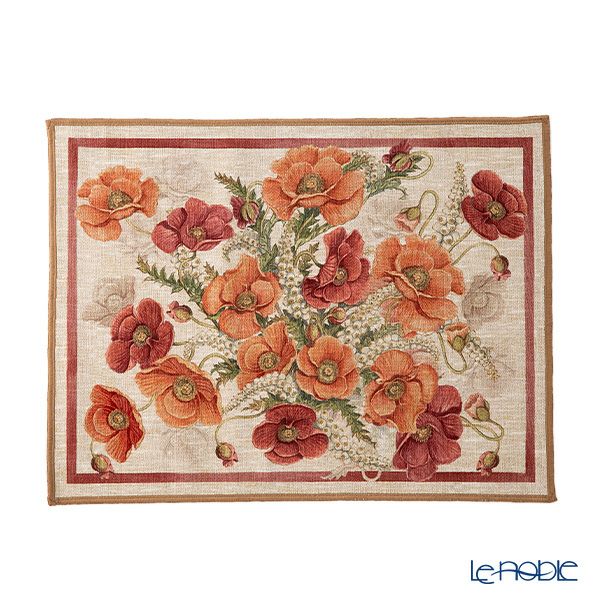 テシトゥーラ トスカーナ テレリーエ プレースマット 50×37cm 2枚セット ポピー ポリエステル ポーチ付