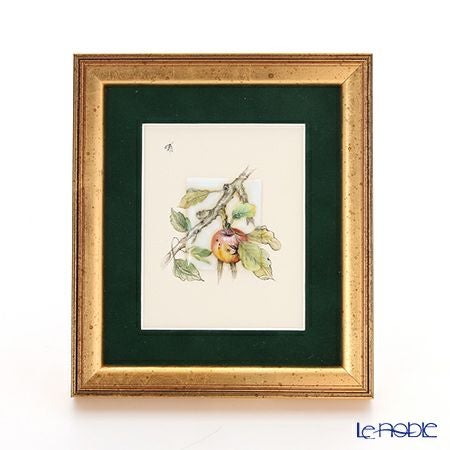 ヘレンド MID-10 08193-0-00 陶板（リンゴと昆虫） 4.5×3.5cm