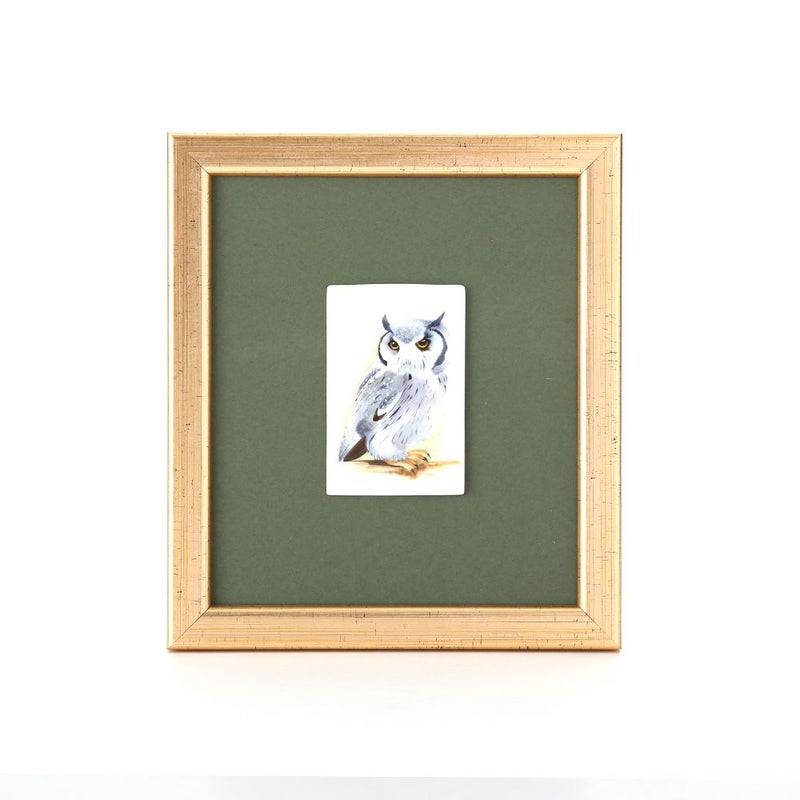 ヘレンド MID-38 08198-0-00 陶板 フクロウ（グレー）