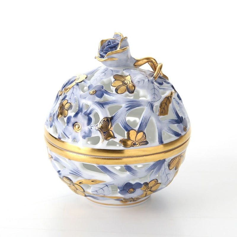 ヘレンド (HEREND) ファンタジー C1 06215-0-09 透かしボンボン入れ（ローズ）8cm