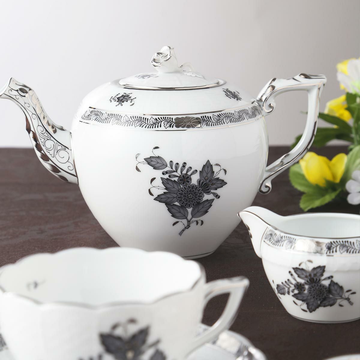 ヘレンド アポニーブラックプラチナ 00606-0-09 ティーポット ローズ 800ml