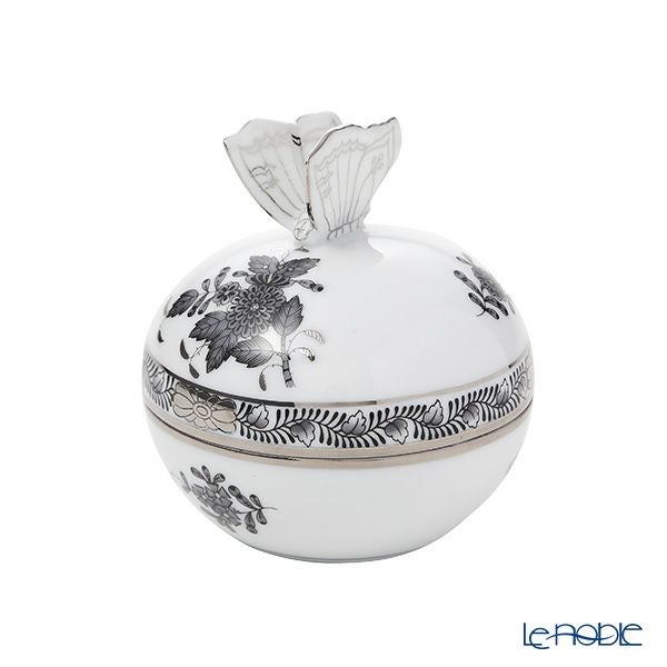 ヘレンド (HEREND) アポニーブラックプラチナ ANG-PT ボンボン入れ／小物入れ 蝶 8cm 06033-0-17