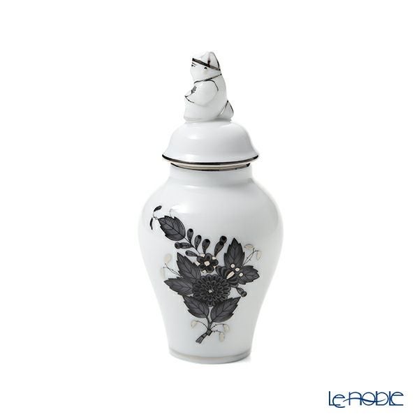 ヘレンド アポニーブラック プラチナ ANG-PT ミニベース蓋付（マンダリン） 9cm 06574-0-21