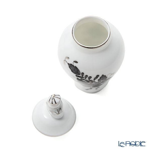 ヘレンド アポニーブラック プラチナ ANG-PT ミニベース蓋付（マンダリン） 9cm 06574-0-21