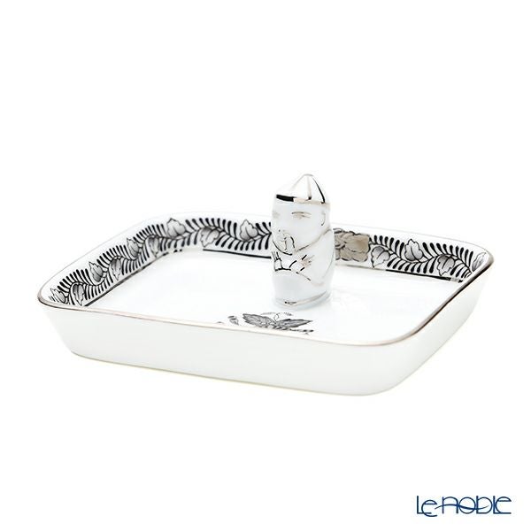 ヘレンド アポニーブラックプラチナ・ANG-PT オブロングトレイ マンダリン 8cm／07733-0-21