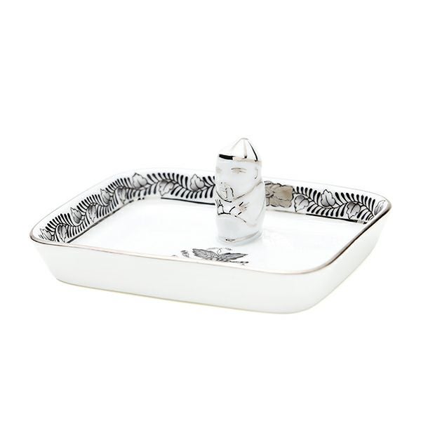 ヘレンド アポニーブラックプラチナ・ANG-PT オブロングトレイ マンダリン 8cm／07733-0-21