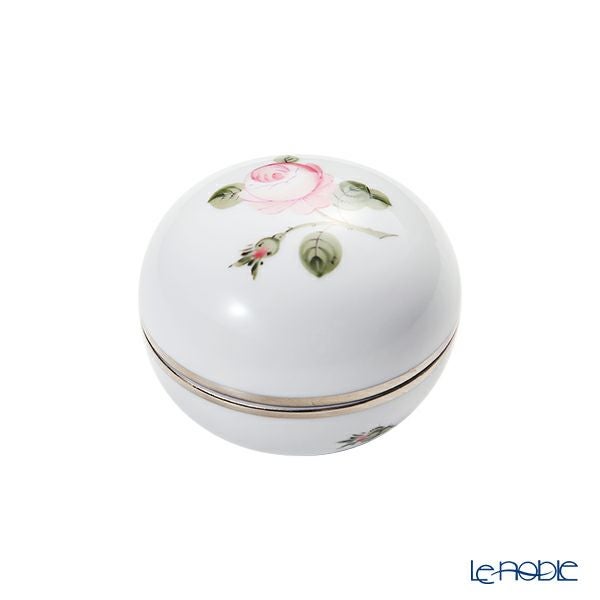 ヘレンド ウィーンのバラ プラチナ VGR-PT ラウンドボックス 8cm 06033-0-00