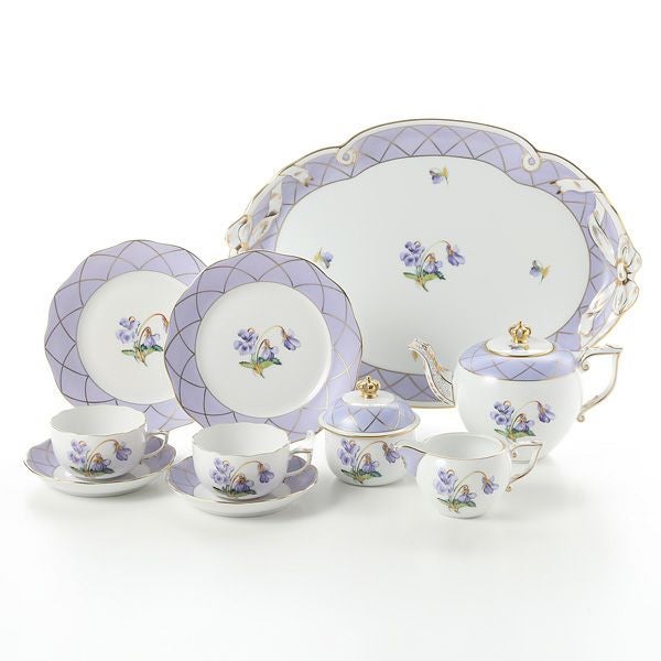 ヘレンド バイオレット リッチ VIOLET-RI ティーセット シリアルナンバー・証明書付 世界限定生産180点