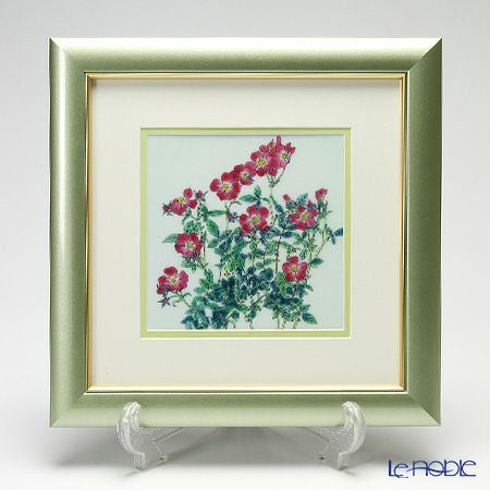 京七宝額（アートSHIPPO） 野バラ 額パールグリーン 29×29cm