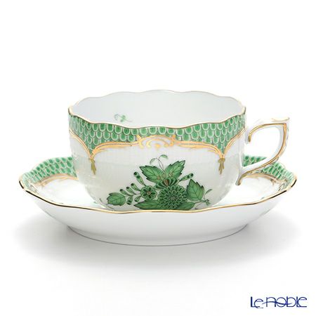 ヘレンド (HEREND) アポニーグリーン グリーンスケール 00724-0-00 ティーカップ＆ソーサー 200ml