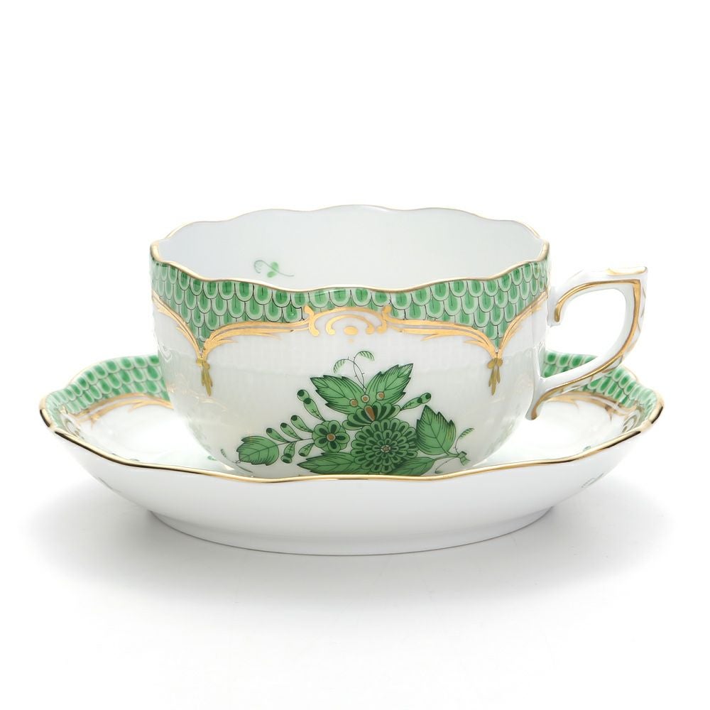 ヘレンド (HEREND) アポニーグリーン グリーンスケール 00724-0-00 ティーカップ＆ソーサー 200ml