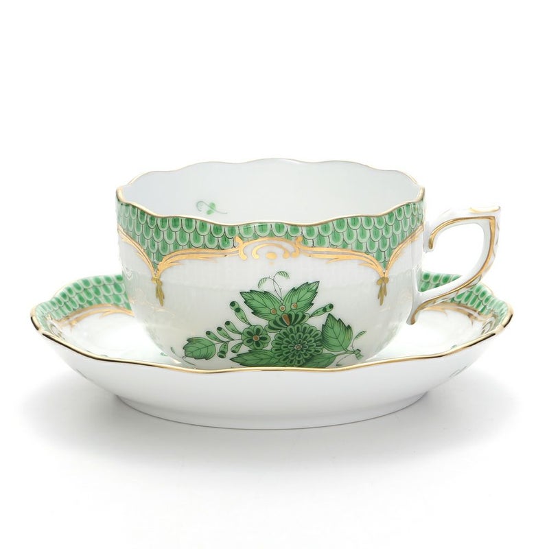 ヘレンド (HEREND) アポニーグリーン グリーンスケール 00724-0-00 ティーカップ＆ソーサー 200ml