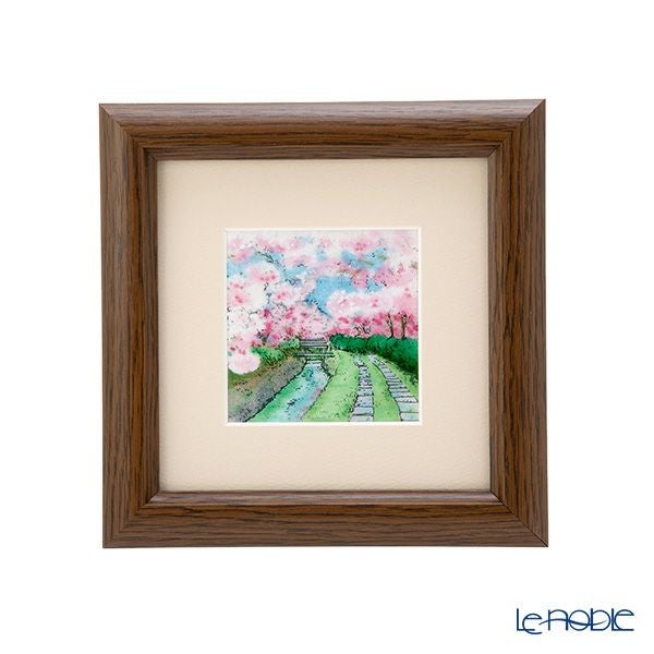 京七宝額（アートSHIPPO） 京都 哲学の道 額17×17cm オーク※額縁のデザインや色が入荷時期により多少異なる場合があります。※