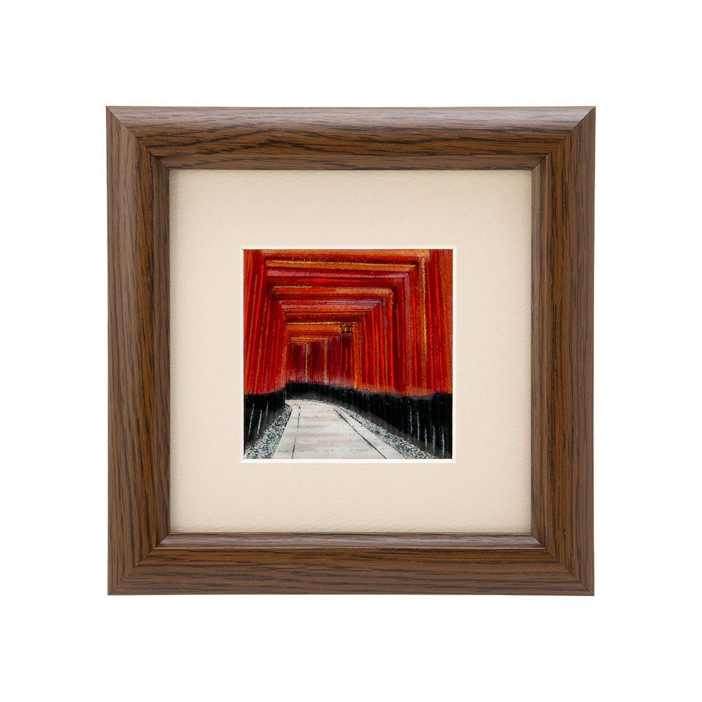 京七宝額（アートSHIPPO） 京都 千本鳥居 額17×17cm オーク※額縁のデザインや色が入荷時期により多少異なる場合があります。※