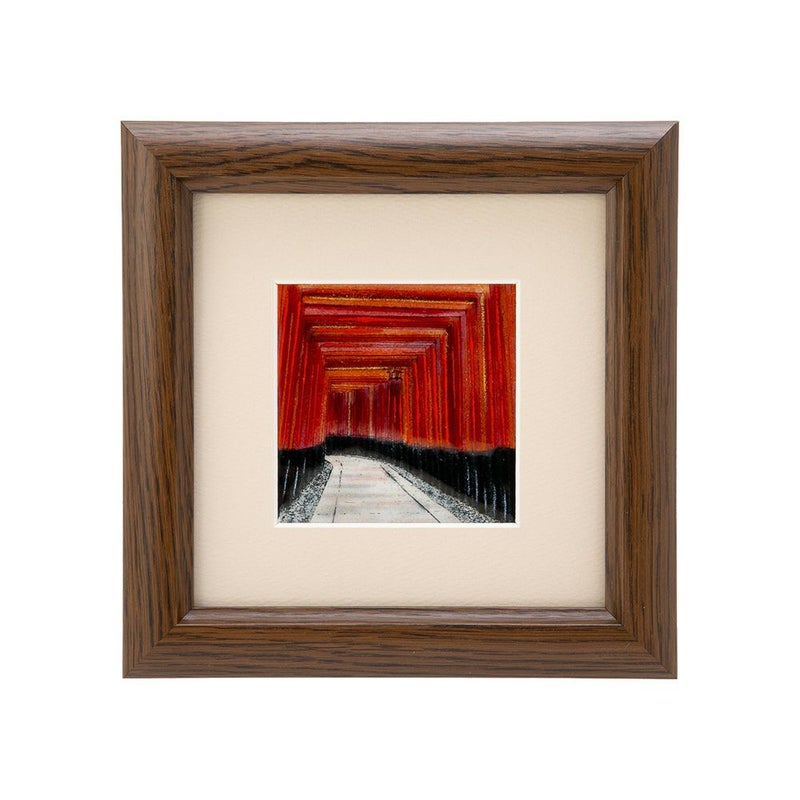 京七宝額（アートSHIPPO） 京都 千本鳥居 額17×17cm オーク※額縁のデザインや色が入荷時期により多少異なる場合があります。※
