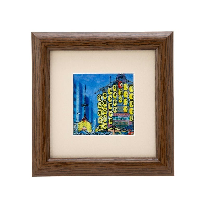 京七宝額（アートSHIPPO） 京都 祇園祭 額17×17cm オーク※額縁のデザインや色が入荷時期により多少異なる場合があります。※