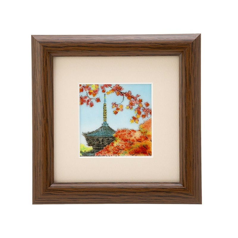 京七宝額（アートSHIPPO） 京都 真如堂 額17×17cm オーク※額縁のデザインや色が入荷時期により多少異なる場合があります。※