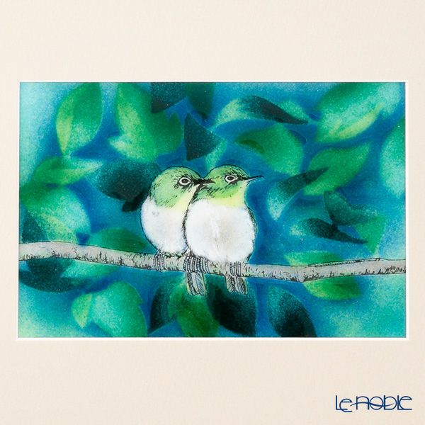 京七宝額（アートSHIPPO） 二羽のめじろ 額29×24cm デコオーク※額縁のデザインや色が入荷時期により多少異なる場合があります。※