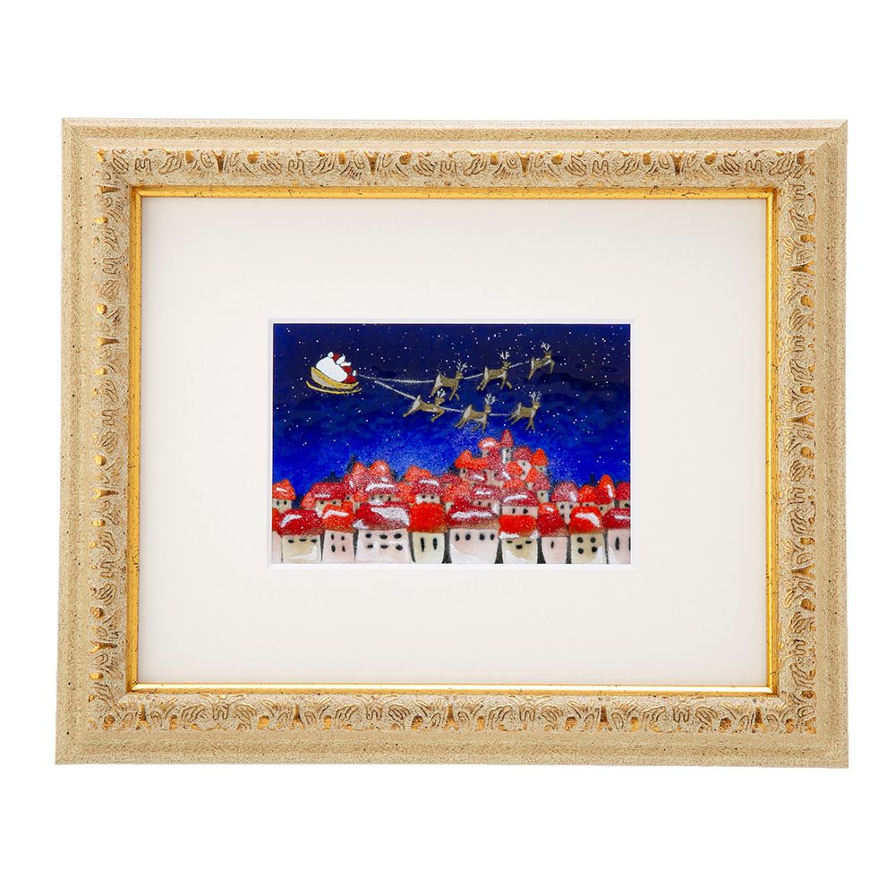 京七宝額（アートSHIPPO） サンタ 額30×25cm アイボリーゴールドデコ※額縁のデザインや色が入荷時期により多少異なる場合があります。※