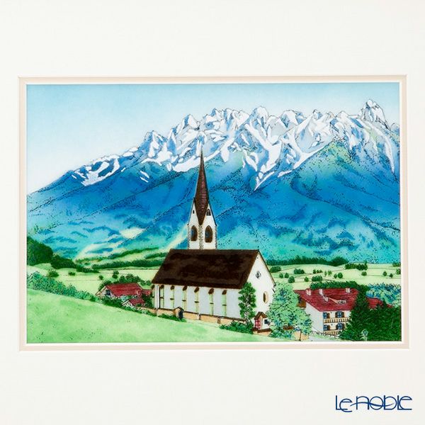 京七宝額（アートSHIPPO） チロルの山 額40×33cm チーク※額縁のデザインや色が入荷時期により多少異なる場合があります。※
