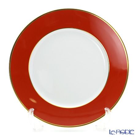 アウガルテン（AUGARTEN） レッド（2825F） ゴールドリム（細） チャージャープレート 28cm（001シューベルトシェイプ）