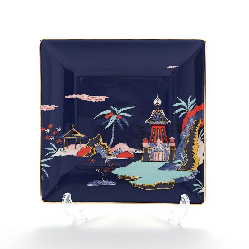 ウェッジウッド（Wedgwood） ワンダーラスト ブルーパゴダ スクエアトレイ 14.5cm