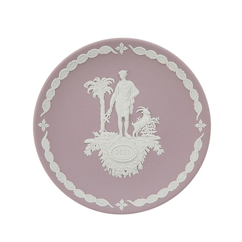 ウェッジウッド（Wedgwood）ジャスパー ライラック イヤープレート 17cm ヘルメス 2026年／令和8年【プレートスタンド、プレートハンガー付き】