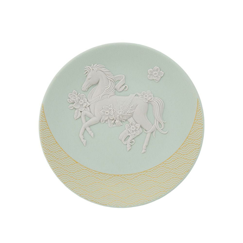 ウェッジウッド（Wedgwood）ジャスパー ペールグリーン 干支プレート 12.5cm 馬／午 2026年／ 令和8年
