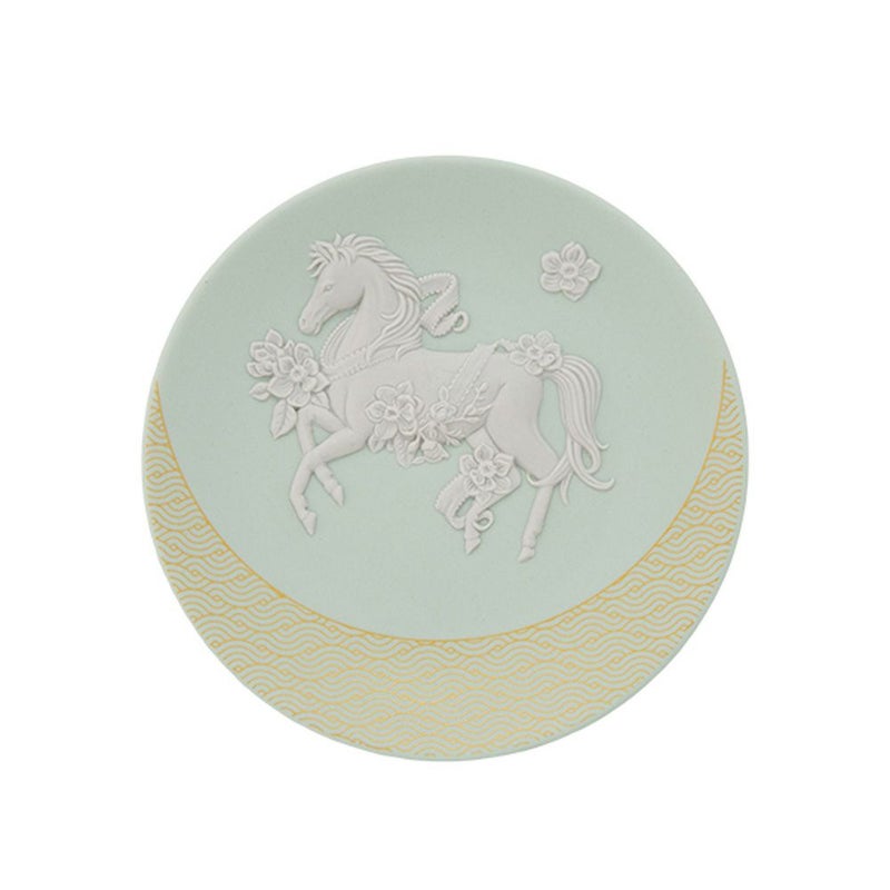 ウェッジウッド（Wedgwood）ジャスパー ペールグリーン 干支プレート 12.5cm 馬／午 2026年／ 令和8年