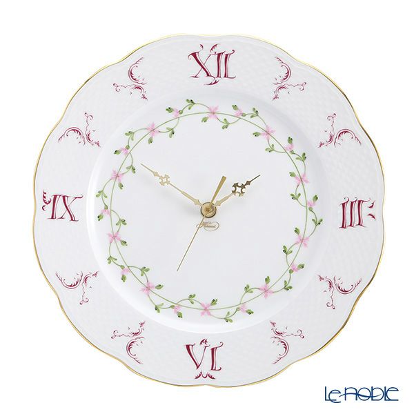 ヘレンド (HEREND) ピンクガーランド PBGP 00527-0-47 ウォールクロック 28.5cm