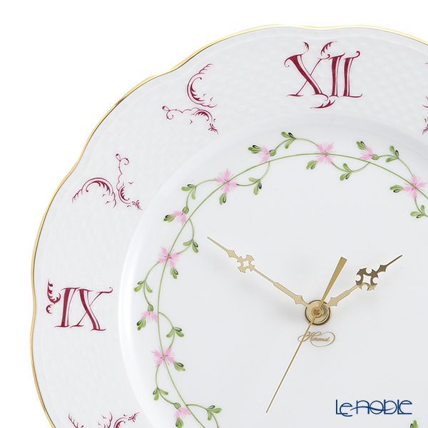 ヘレンド (HEREND) ピンクガーランド PBGP 00527-0-47 ウォールクロック 28.5cm