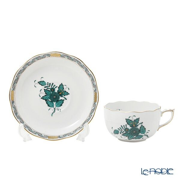 ヘレンド アポニーグリーン2 AV2（ブルーグリーン） ティーカップ＆ソーサー 200ml 00724-0-00