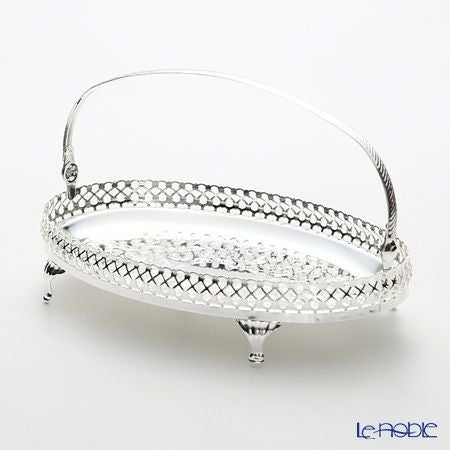 クイーン アン QUEEN ANNE（イギリス製銀メッキ） ギャラリーオーバルトレイ S ハンドル・脚付 0／6853