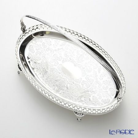 クイーン アン QUEEN ANNE（イギリス製銀メッキ） ギャラリーオーバルトレイ S ハンドル・脚付 0／6853