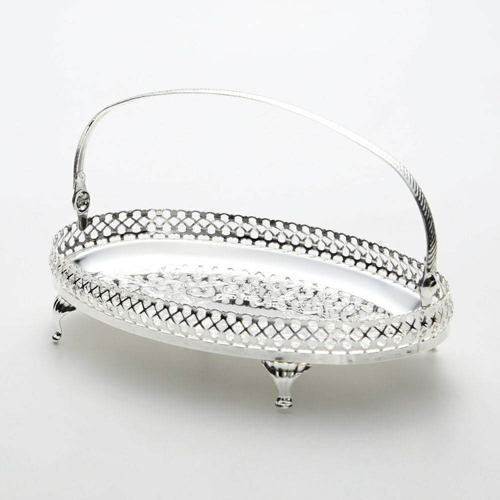 クイーン アン QUEEN ANNE（イギリス製銀メッキ） ギャラリーオーバルトレイ S ハンドル・脚付 0／6853