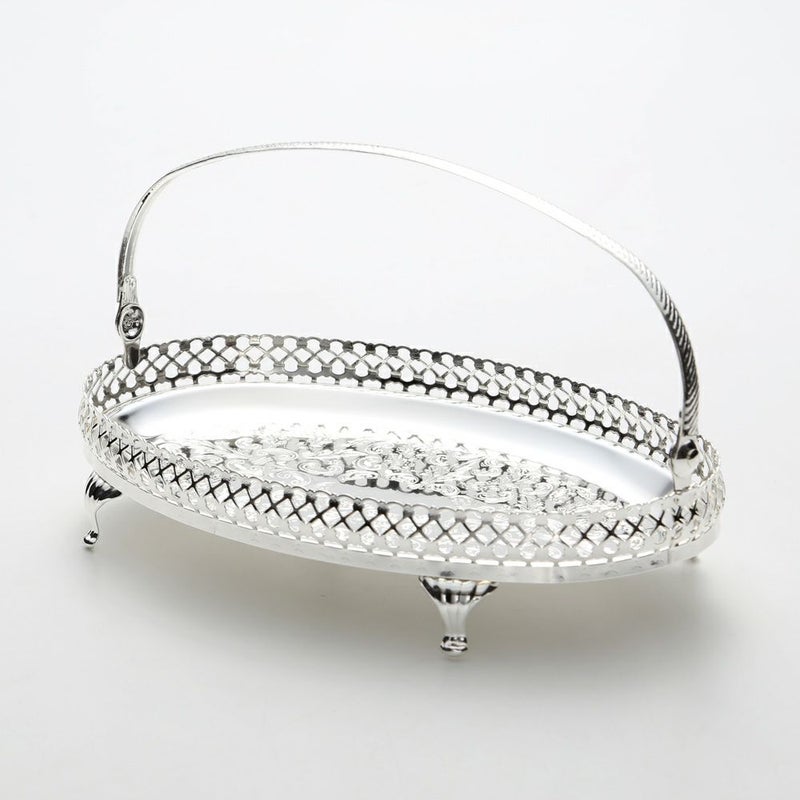 クイーン アン QUEEN ANNE（イギリス製銀メッキ） ギャラリーオーバルトレイ S ハンドル・脚付 0／6853