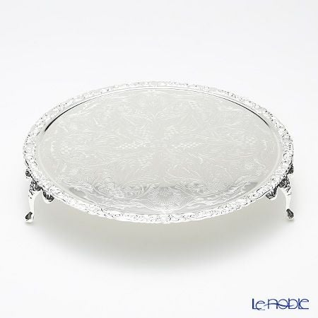 クイーン アン QUEEN ANNE（イギリス製銀メッキ） ラウンドトレイ 脚付 28cm 0／6193