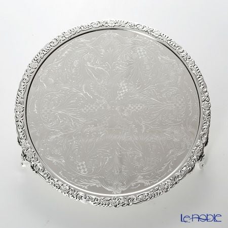 クイーン アン QUEEN ANNE（イギリス製銀メッキ） ラウンドトレイ 脚付 28cm 0／6193