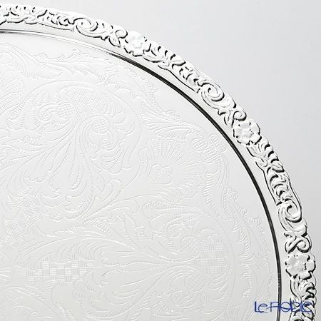 クイーン アン QUEEN ANNE（イギリス製銀メッキ） ラウンドトレイ 脚付 28cm 0／6193