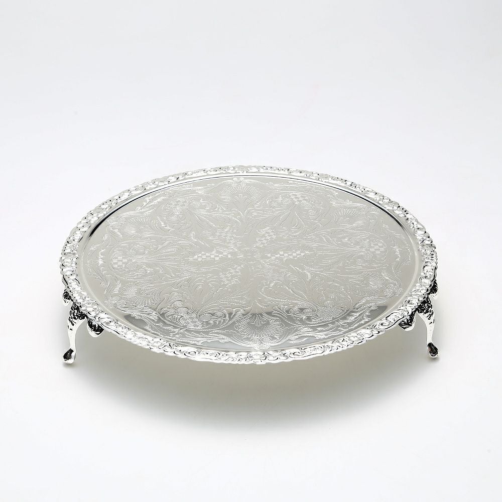 クイーン アン QUEEN ANNE（イギリス製銀メッキ） ラウンドトレイ 脚付 28cm 0／6193